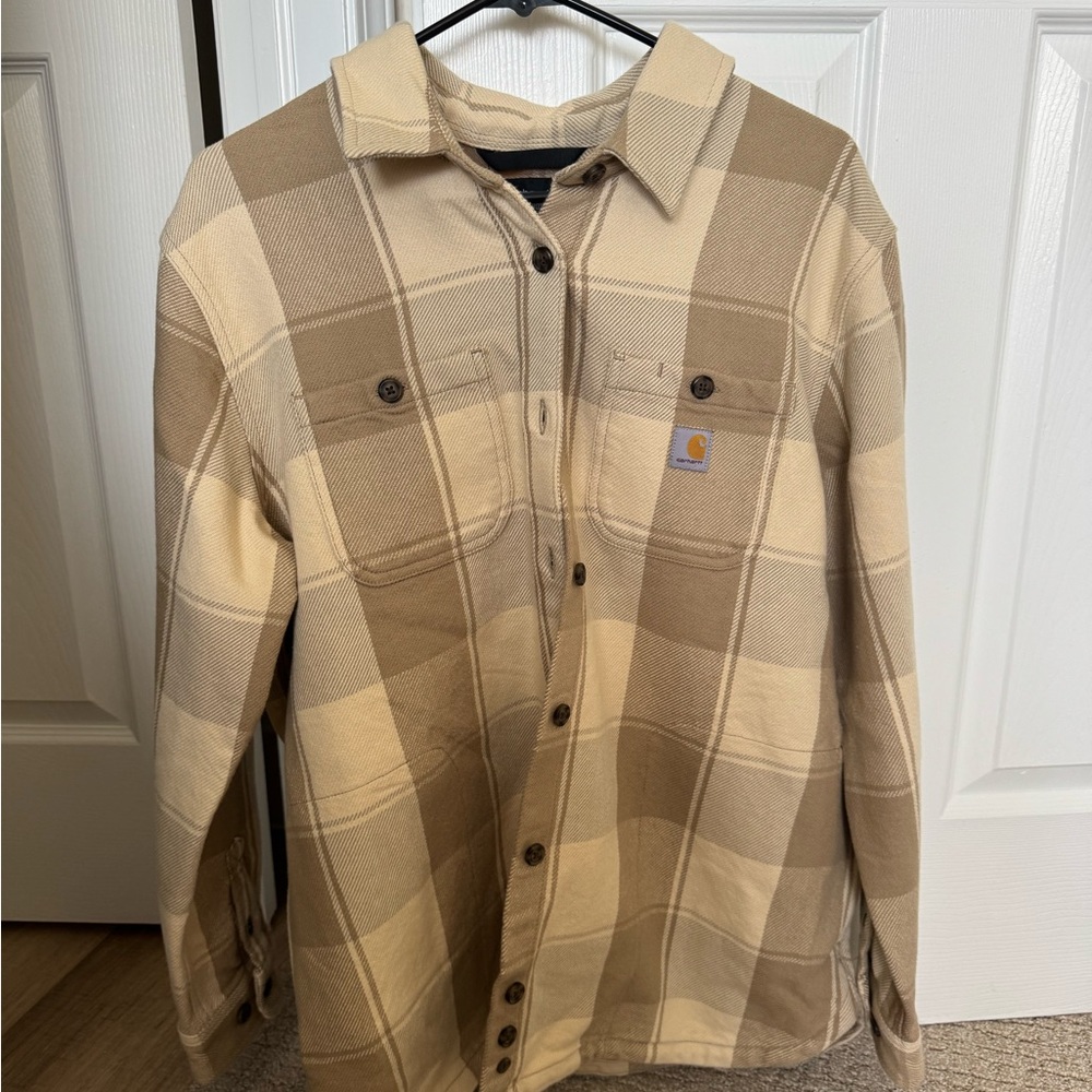 Carhartt Beige and Brown Plaid Shirt